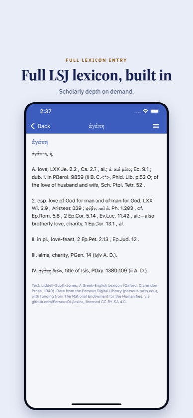 iGreek full Liddell-Scott-Jones entry for ἀγάπη